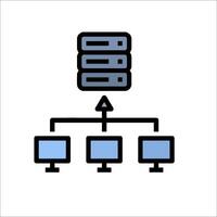 A server with three computers and a server vector