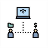 The wifi icon is connected to the laptop and the money is on the screen vector