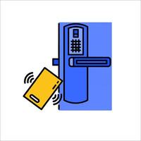 A blue door with a yellow card in it vector