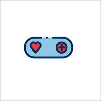 A game controller with a heart and cross vector