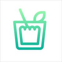 A green and blue icon of a drink in a glass vector
