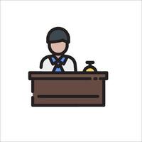 A man sitting at a desk with a phone vector