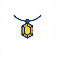A yellow and blue pendant with a diamond on it vector