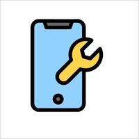 A phone with a wrench on it vector