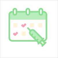 A calendar with a syringe and a check mark vector