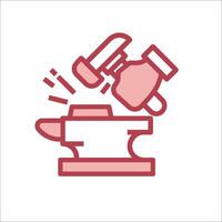 An icon of a hammer and anvil vector