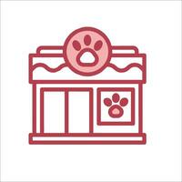 A dog store icon with a paw print on the front vector
