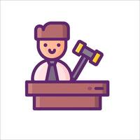 A judge with a hammer and gavel icon vector