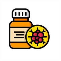 A bottle of medicine and a virus icon vector