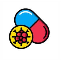 A pill and a virus icon vector