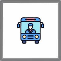 Bus driver icon in square frame illustration in blue colors. vector