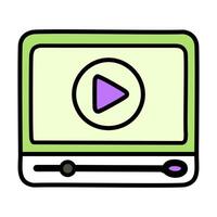 color icon. player on tablet illustration, filled design editable outline symbol. vector