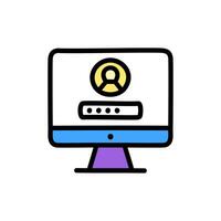 Computer login color icon art vector