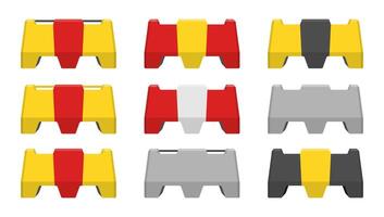 Realistic concrete road barrier icon symbol set. Traffic concrete barricades sign collection. illustration image. Isolated on white background. vector