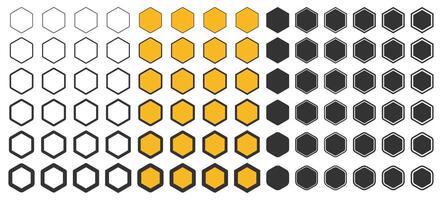 Various Honeycomb icon symbol set. Honey symbol logo sign collection. Bee wax sign. Yellow hexagon comb. illustration image. Isolated on white background. vector