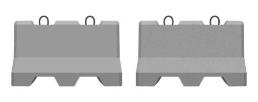 Realistic concrete road barrier icon symbol set. Blank empty gray Traffic concrete barricades sign. collection. illustration image. Isolated on white background. vector