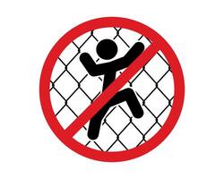 No climbing icon symbol. Climbing not allowed sign. Do not climb logo. Fence illustration image. vector