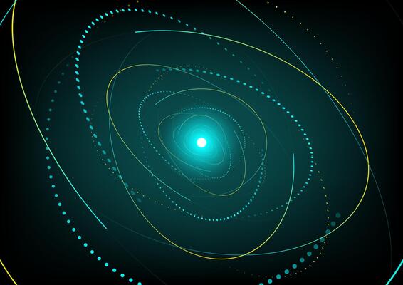 Abstract background with green and yellow dash circles elements