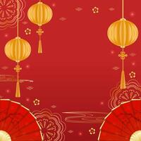 Chinese New Year lunar Chinese New Year Golden Lanterns red Background vector