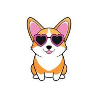 A cartoon dog wearing sunglasses and a heart vector