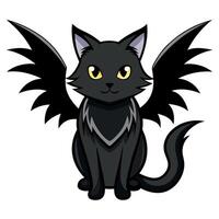 A cartoon black cat with wings vector