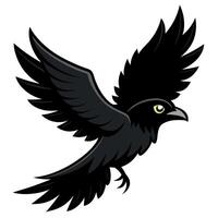 A black crow flying in the air vector