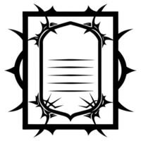 A black and white drawing of a frame with a crown of thorns vector