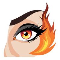 A woman's eye with fire on it vector