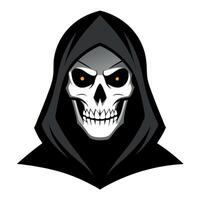 A grim skull with a hood on a white background vector