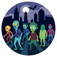 Zombies walking on the street at night vector