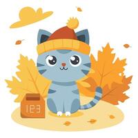 A cartoon cat wearing a hat and holding an e - mail box vector
