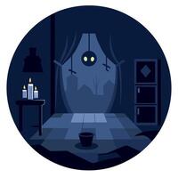 A dark room with a creepy looking monster in it vector
