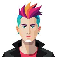 A man with colorful hair and a mohawk vector