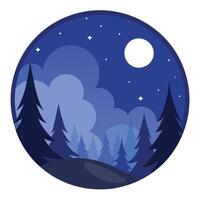 A night scene with trees and moon vector