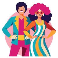 A man and woman in colorful clothes vector