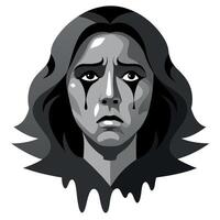 A woman with a sad face and tears on her face vector