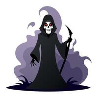 A cartoon grim reaper with a scythe vector