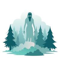 A ghost in the forest with trees and clouds vector