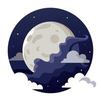 Moon and clouds illustration vector