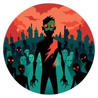 A zombie is standing in front of a crowd of people vector