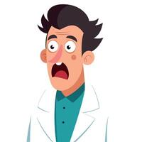 A cartoon man in a lab coat with a shocked expression vector