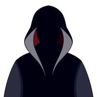 A hooded person with a black jacket and red hood vector
