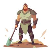 A cartoon character with a sword and shield vector
