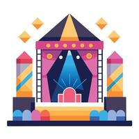 An illustration of a stage with a stage curtain vector