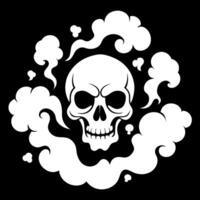 A skull with smoke coming out of it on a black background vector
