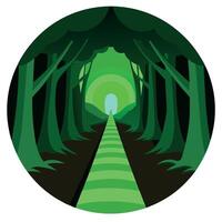 A green tunnel with a path leading to the forest vector
