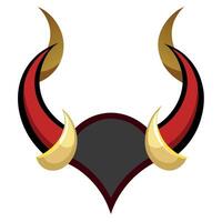 A red and black horned head with horns on it vector