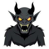 A cartoon devil head with red eyes vector