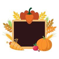 Thanksgiving background with blackboard and vegetables vector