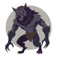 A cartoon werewolf with fangs and claws vector